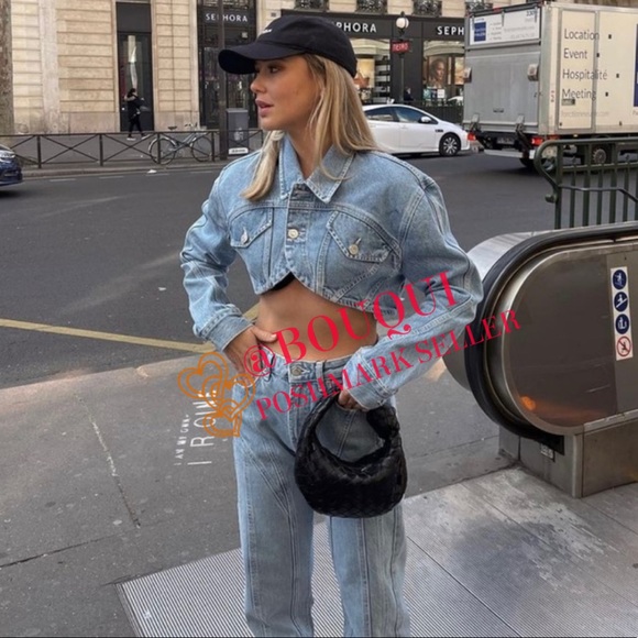 BLOGGERS FAV ZARA LONG SLEEVES CROPPED DENIM JEANS JACKET - Picture 6 of 15